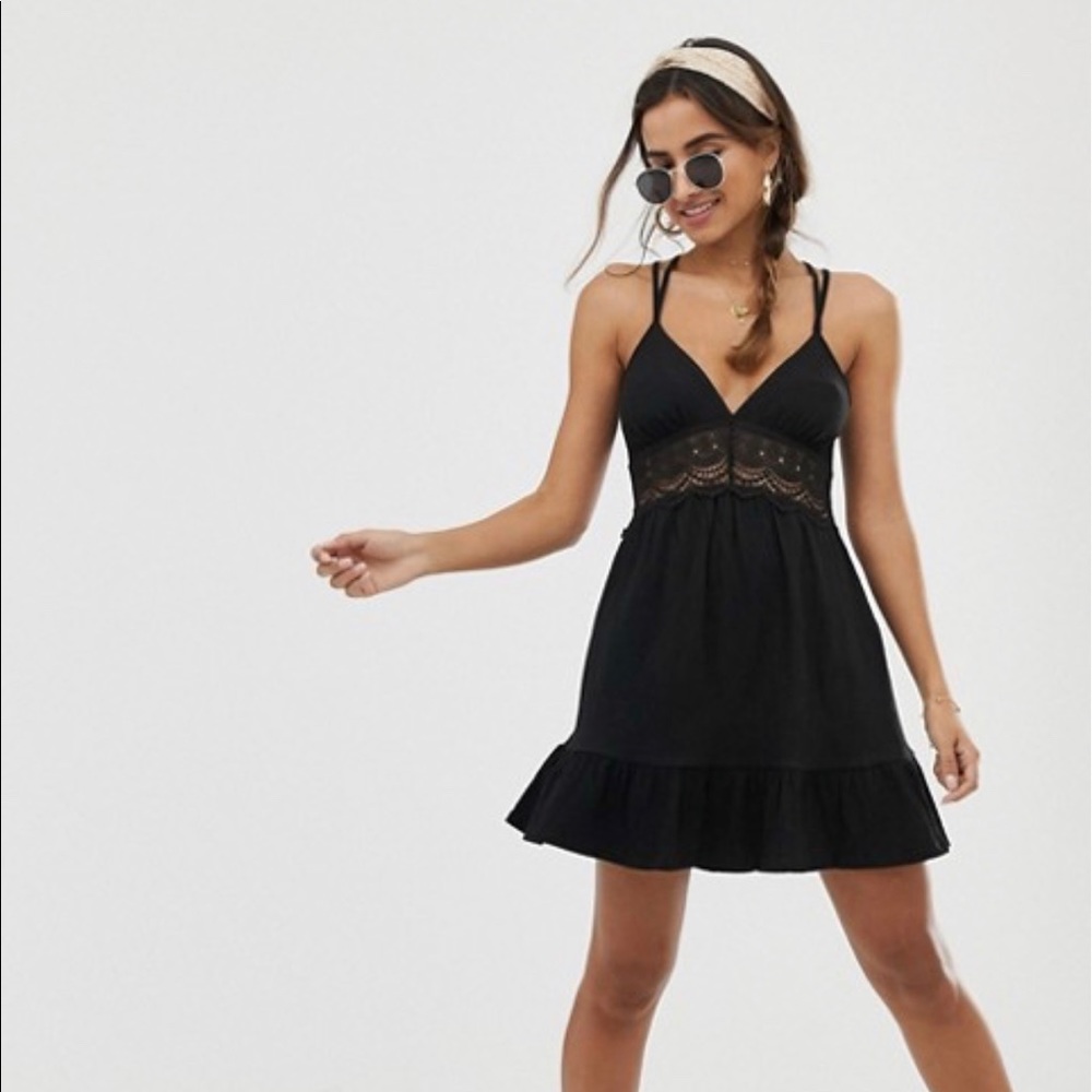 ASOS Black Crochet Insert Dress - Womens size 8